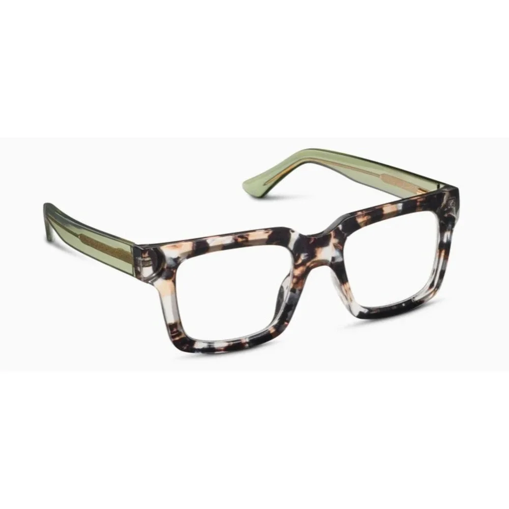 NEW ANTHROPOLOGIE GREEN MARBLE SPOTLIGHT BLUE LIGHT PEEPERS READERS + 1.75